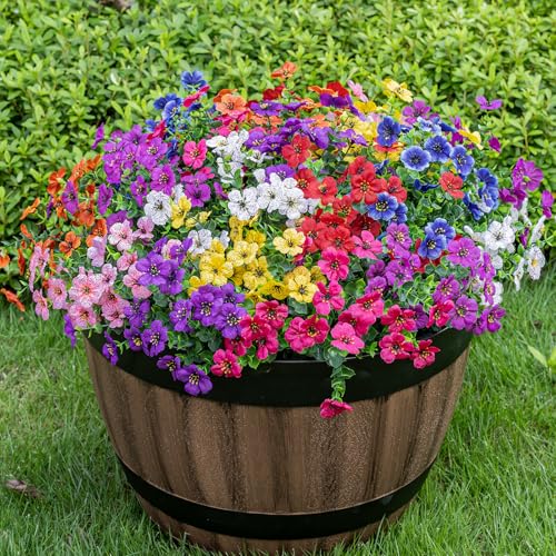 Lnoicy 20 Bundles Artificial Fake Flowers for Outdoor Faux Eucalyptus Flowers for Home Decoration,Fake Plants UV Resistant for Porch/Garden（9 Color） - Image 1