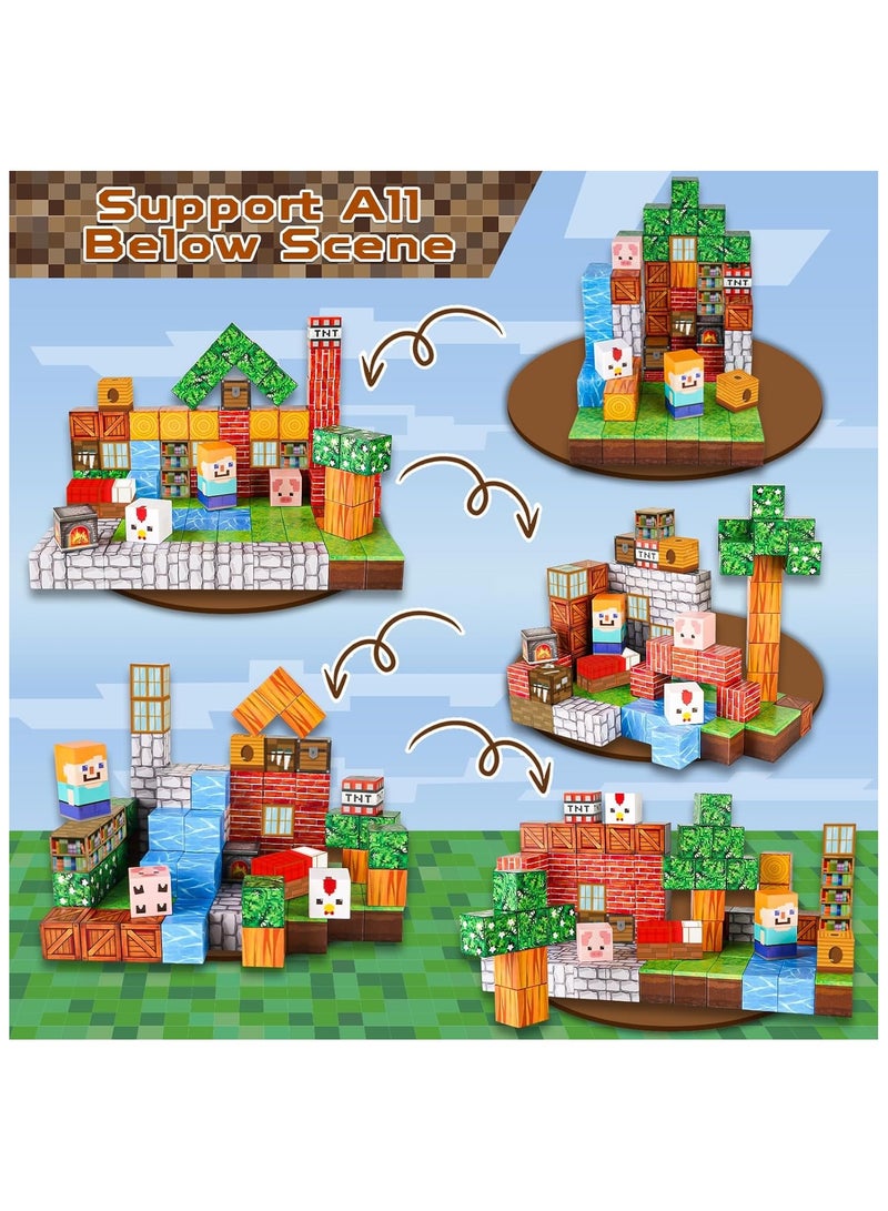 Magnetic Blocks |100PCS Magnetic Building Cube Game, Constructions Toys for Boys & Girls Age 3-4, 5 6 7 8 9 10, STEM Montessori Stacking Toy, Sensory Tiles Building Birthday for Kids - Image 4