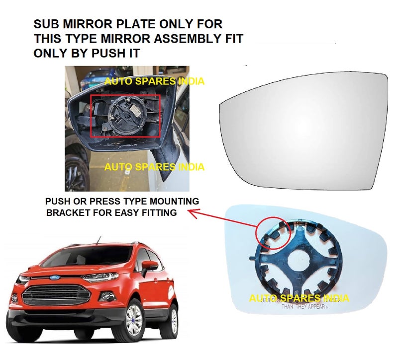 STYCARO OVRM Side View Mirror Glass Plate compatible with Ford Ecosport 2017-2021 Model (LEFT PASSENGER SIDE) - Image 2
