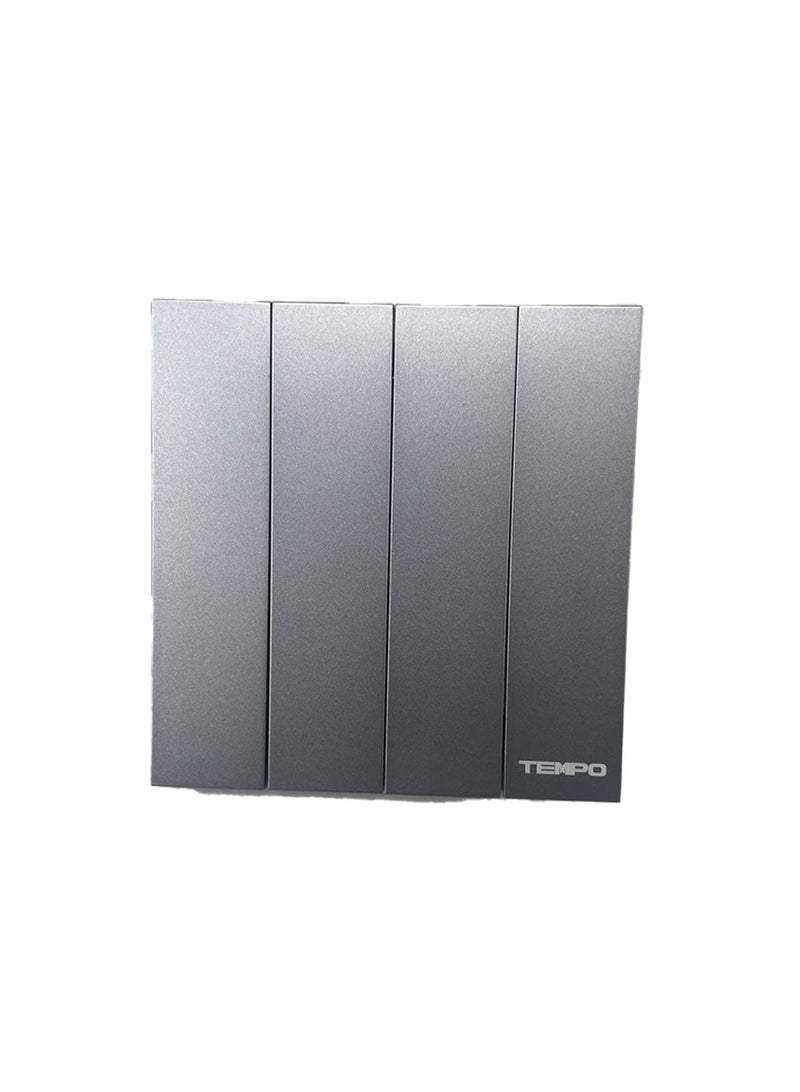 TEMPO 4 Gang 1 Way Switch Gray Slim Piano  - Image 1