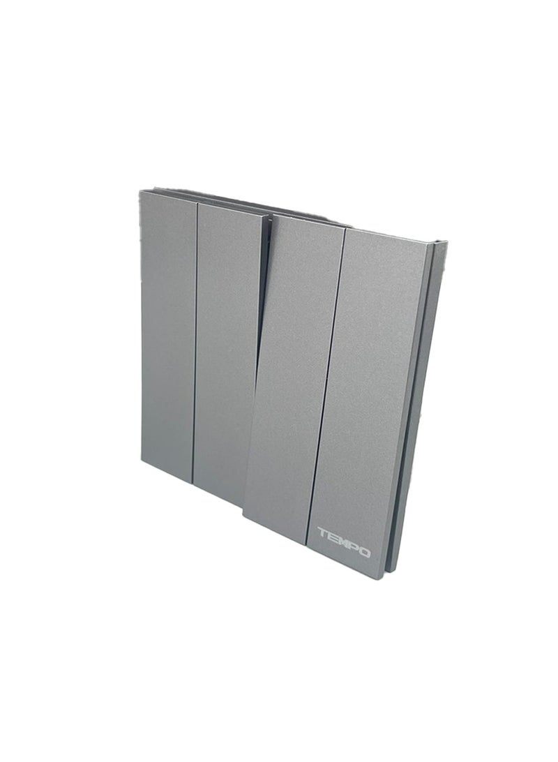 TEMPO 4 Gang 1 Way Switch Gray Slim Piano  - Image 2