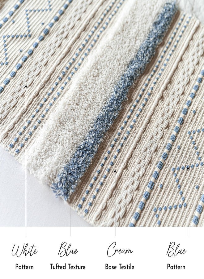 BlissBlush Long Vertical Wall Hanging Tapestry Coastal Blue Woven Boho Farmhouse Décor Tassel Handmade Wall Art Decoration for Bedroom Living Room Dorm Nursery Apartment, 16x39 INCH - Image 5