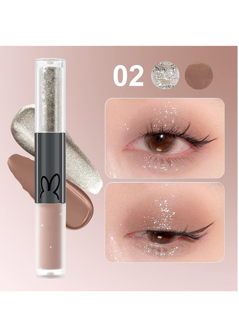 SYOSI - Liquid Glitter Matte Eyeshadow Liquid Glitter Eyeliner and Matte Cream Eyeshadow 2 in 1, Quick Drying Easy to Apply Long Lasting Korean Shimmer Matte Eyeshadow Eye Makeup - Image 1