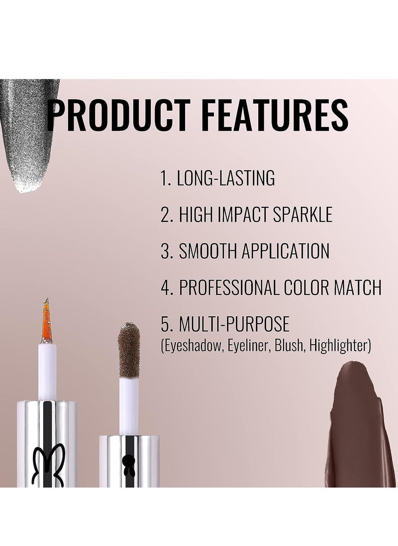 SYOSI - Liquid Glitter Matte Eyeshadow Liquid Glitter Eyeliner and Matte Cream Eyeshadow 2 in 1, Quick Drying Easy to Apply Long Lasting Korean Shimmer Matte Eyeshadow Eye Makeup - Image 1