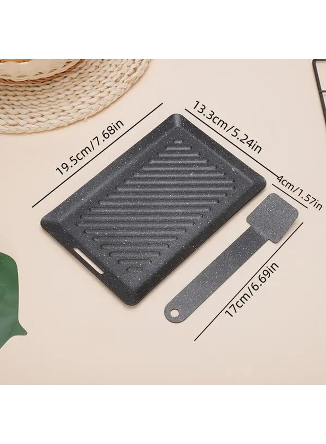 Mini Black Baking Pan Non Stick Griddle Portable Rectangular Outdoor Cooking Plate For Barbecue Meat Grilling And Picnics - Image 3