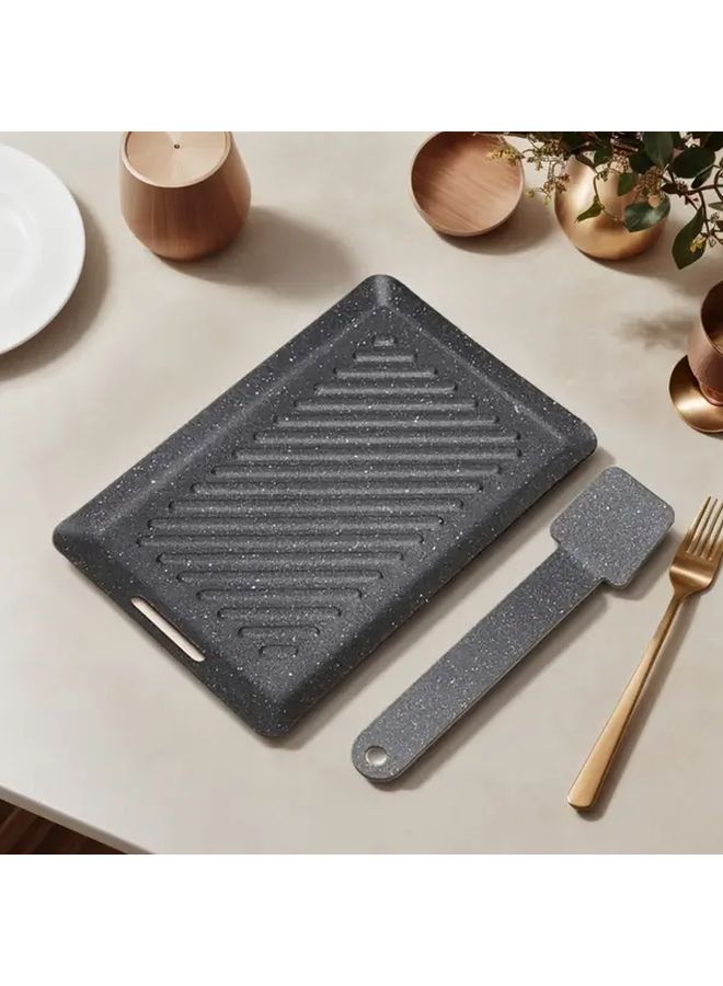 Mini Black Baking Pan Non Stick Griddle Portable Rectangular Outdoor Cooking Plate For Barbecue Meat Grilling And Picnics - Image 4