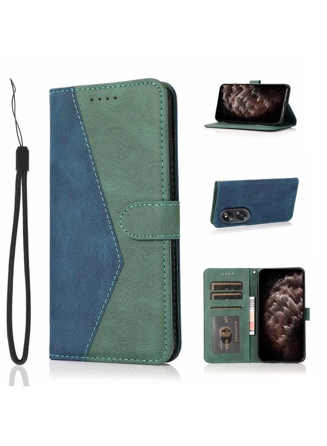 اس-توب جراب هاتف OPPO A58 من الجلد بخياطة ثنائية اللون - Image 1