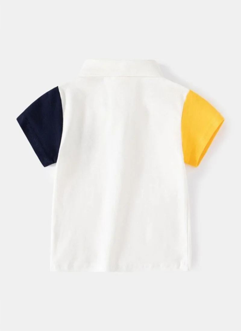 YUNIQEE White  Polo Collar Pure Cotton T-shirt