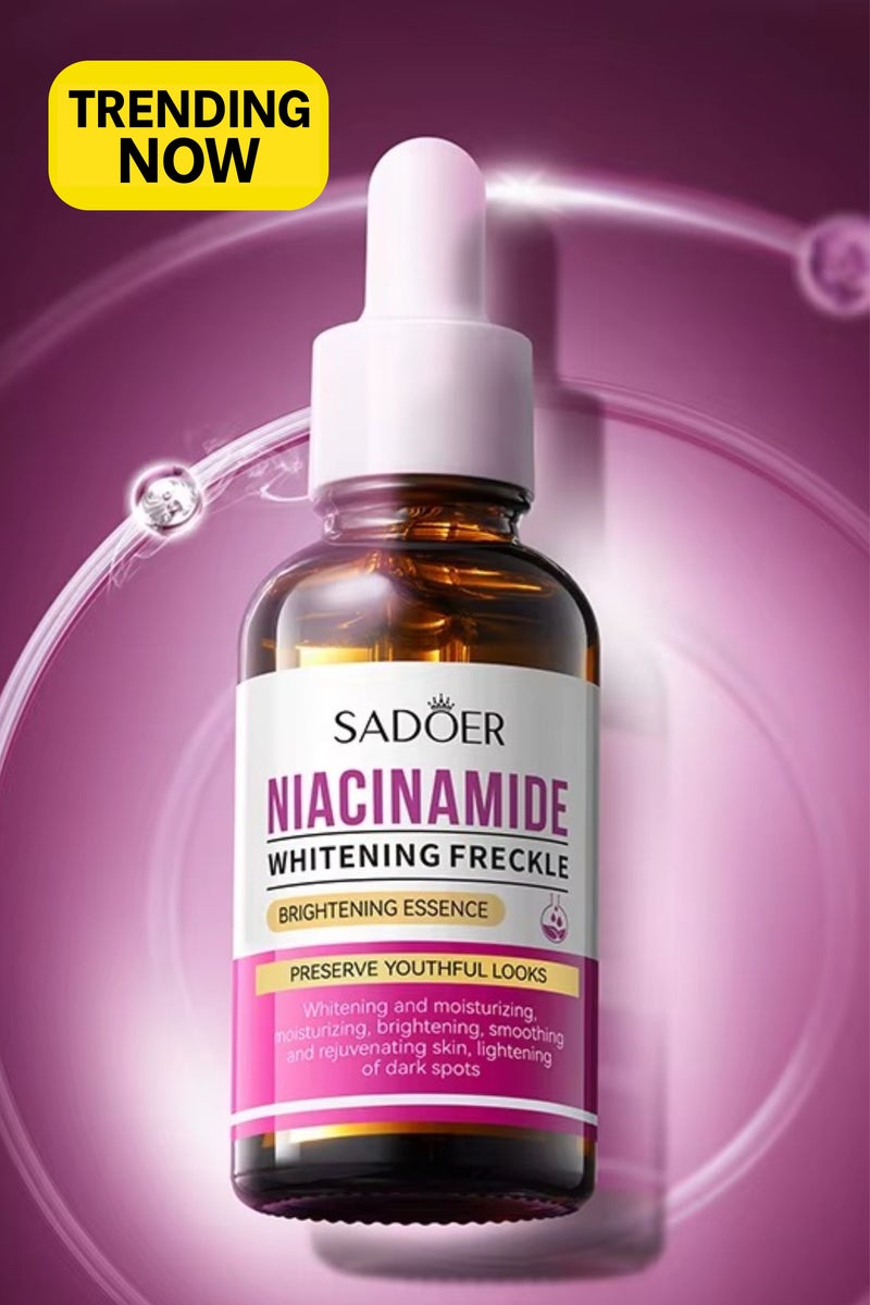 SADOER Niacinamide Whitening Freckle Brightening Essence Serum For Face Dark Spot Removal Skin Glow Pore Care and Hydration For Women and Men - Image 1