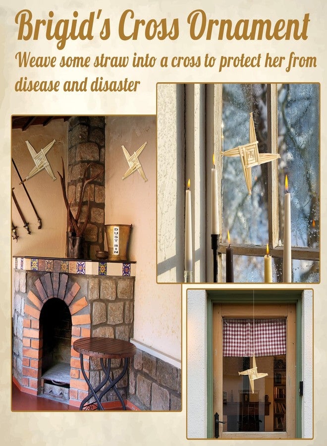 Kathfly 2 Pcs St. Brigid's Wall Cross and Card Irish Gift Saint Brigid's Cross History Card Irish Blessing Gift Ireland Hanging Wall Traditional Decor for Celtic Imbolc Home(6 in,Classic,Straw Color) - Image 5
