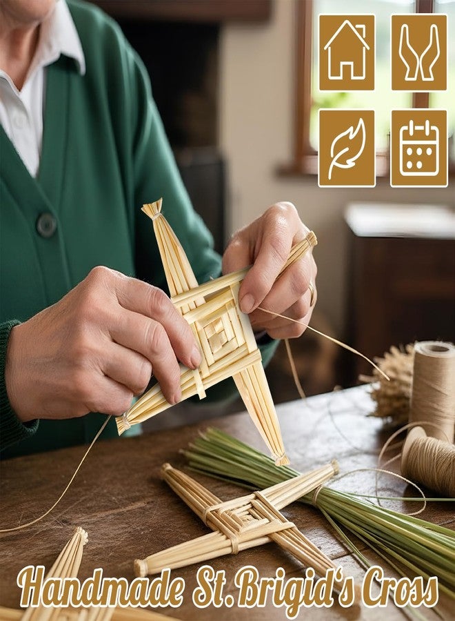 Kathfly 2 Pcs St. Brigid's Wall Cross and Card Irish Gift Saint Brigid's Cross History Card Irish Blessing Gift Ireland Hanging Wall Traditional Decor for Celtic Imbolc Home(6 in,Classic,Straw Color) - Image 4