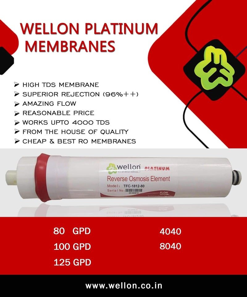 Wellon Platinum Membrane for All Type of RO Water Purifier 80 GPD 2500 TDS - Image 4