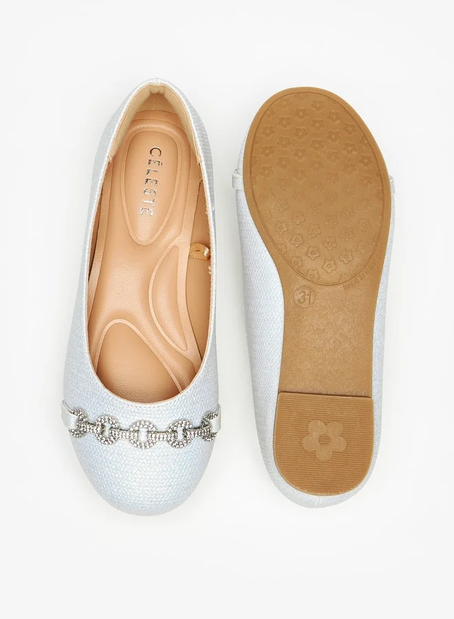 Celeste Girls Embellished Round Toe Ballerina Shoes