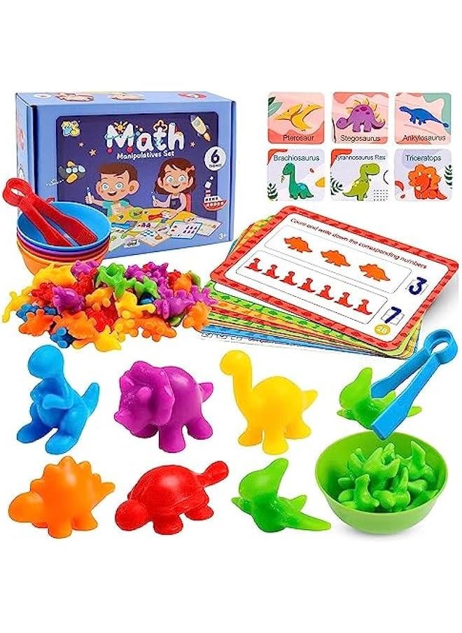 MIXDE - Counting Dinosaur Toys Matching Games with Sorting Bowls,Preschool Learning for Math, Educational Montessori  Toy Sets for Kids Aged 3+ Years Old Boys Girls (Dinosaurs) - Image 1