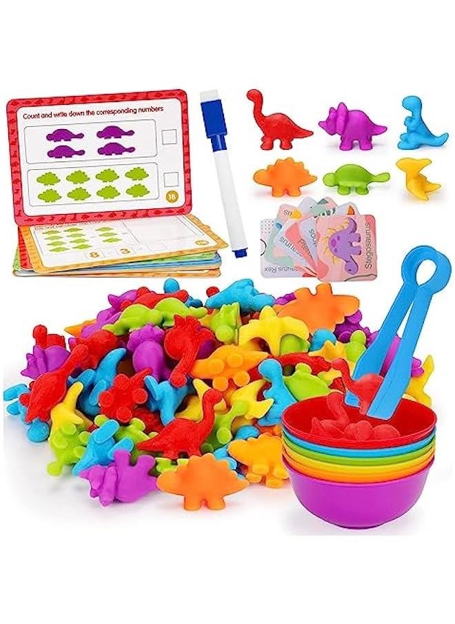 MIXDE - Counting Dinosaur Toys Matching Games with Sorting Bowls,Preschool Learning for Math, Educational Montessori  Toy Sets for Kids Aged 3+ Years Old Boys Girls (Dinosaurs) - Image 1