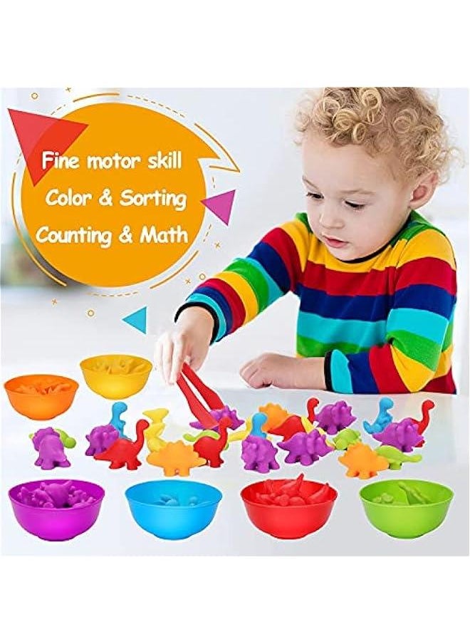 MIXDE - Counting Dinosaur Toys Matching Games with Sorting Bowls,Preschool Learning for Math, Educational Montessori  Toy Sets for Kids Aged 3+ Years Old Boys Girls (Dinosaurs) - Image 1