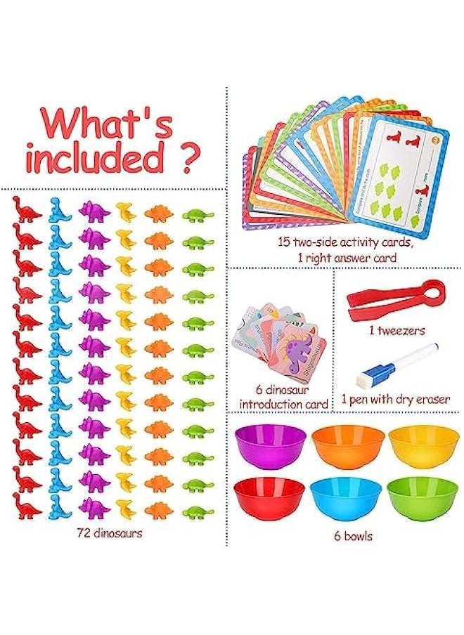 MIXDE - Counting Dinosaur Toys Matching Games with Sorting Bowls,Preschool Learning for Math, Educational Montessori  Toy Sets for Kids Aged 3+ Years Old Boys Girls (Dinosaurs) - Image 1