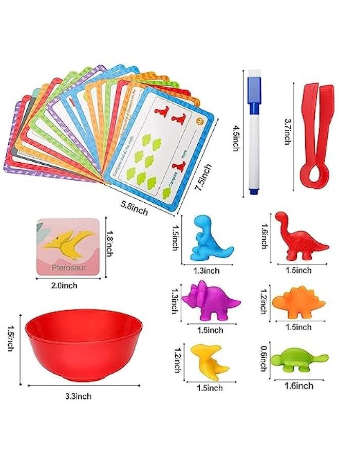 MIXDE - Counting Dinosaur Toys Matching Games with Sorting Bowls,Preschool Learning for Math, Educational Montessori  Toy Sets for Kids Aged 3+ Years Old Boys Girls (Dinosaurs) - Image 1