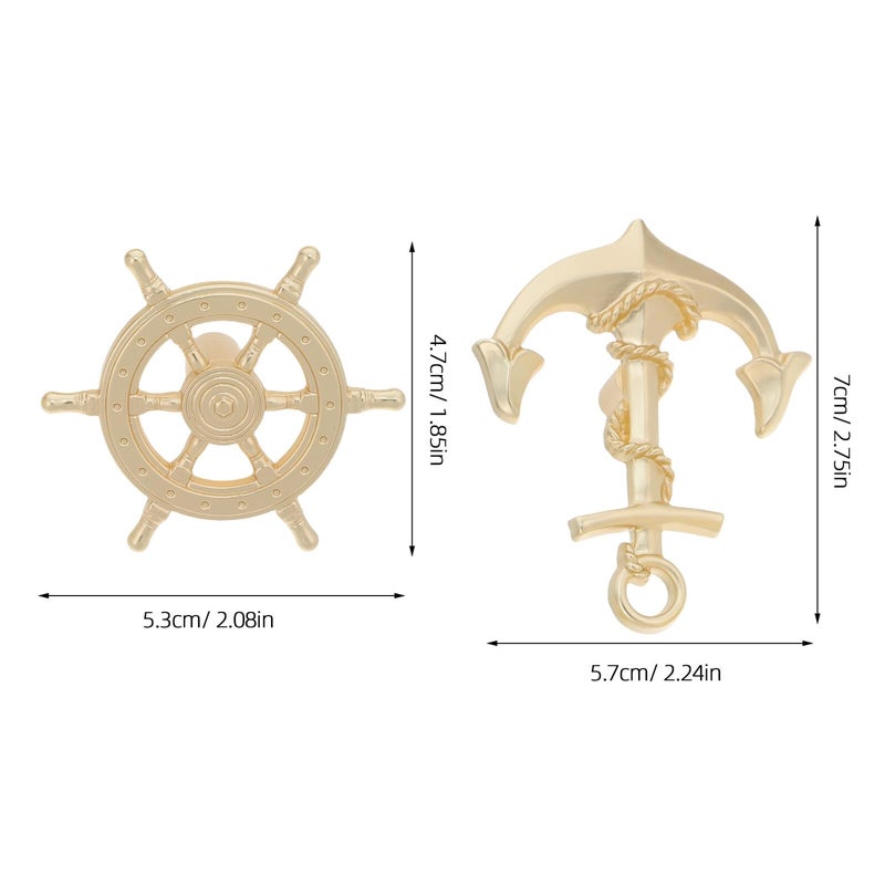 Vintage Ship Wheel Drawer Pulls Retro Gold Metal Kitchen Cabinet Handles Nautical Style Hardware - Image 3