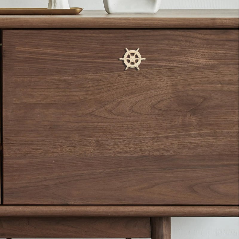 Vintage Ship Wheel Drawer Pulls Retro Gold Metal Kitchen Cabinet Handles Nautical Style Hardware - Image 5
