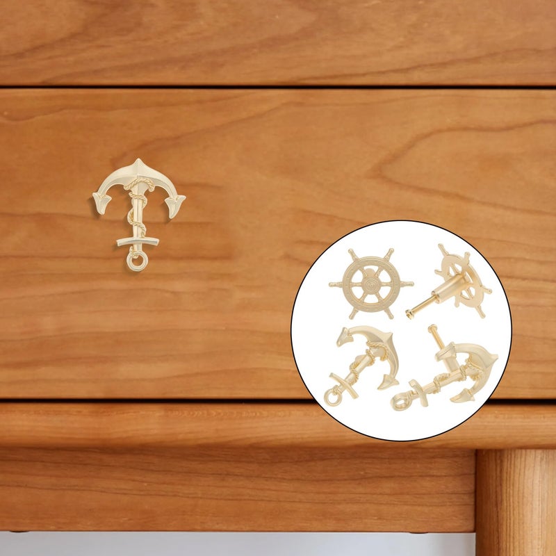 Vintage Ship Wheel Drawer Pulls Retro Gold Metal Kitchen Cabinet Handles Nautical Style Hardware - Image 4