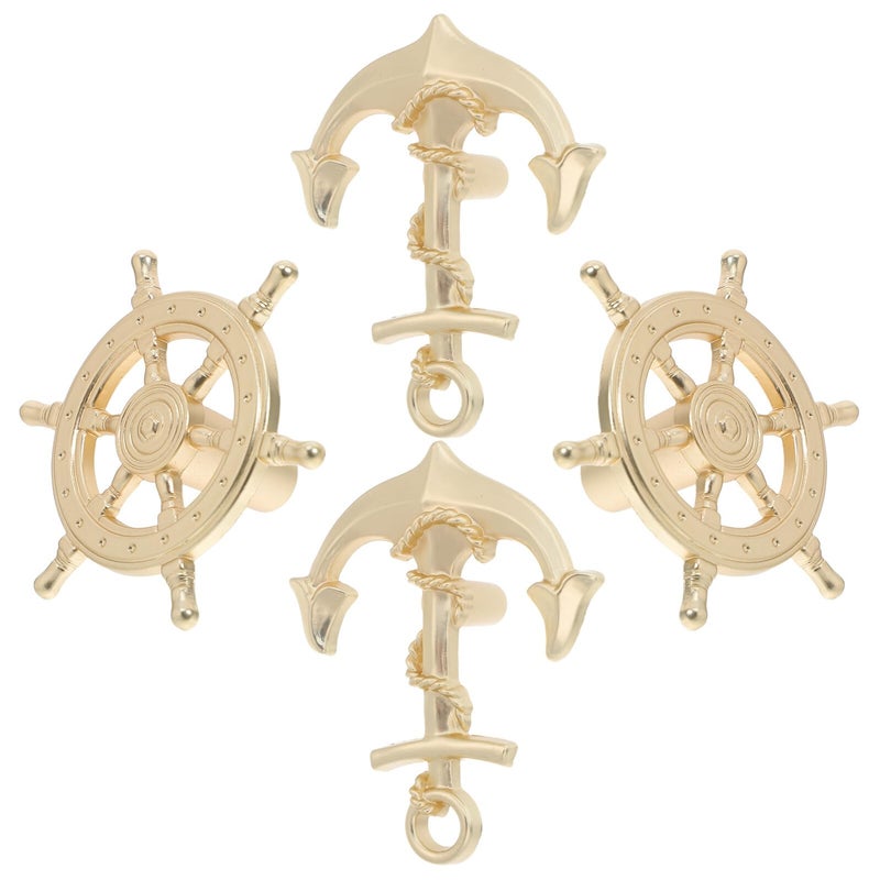Vintage Ship Wheel Drawer Pulls Retro Gold Metal Kitchen Cabinet Handles Nautical Style Hardware - Image 2