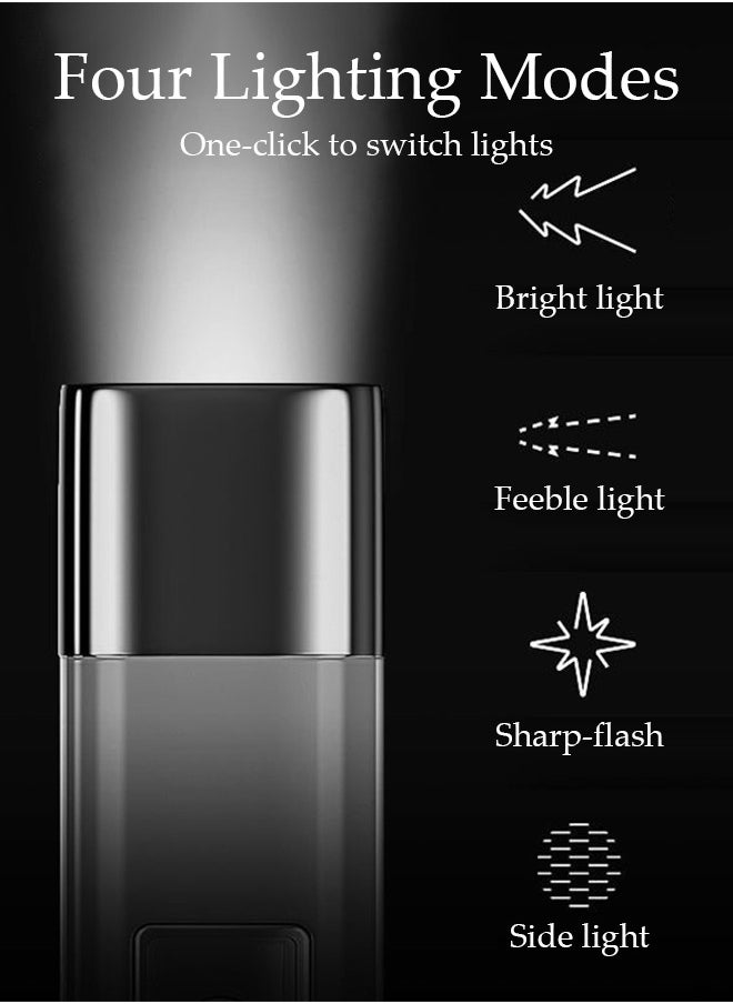 DUNISO - Rechargeable LED Flashlights with Side Light Handheld Flashlight with Zoomable 4 Modes Super Bright Flashlights for Emergencies Camping Hiking - Image 1