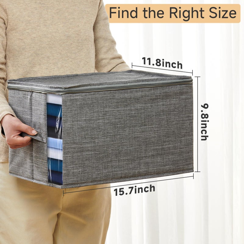 KitHero Clothes Storage Bins with Sturdy Frames, Foldable Fabric Clothing Organizer Box for Moving, Sweater Storage Cube with Lids and Zipper, Linen Closet Storage Bags for Blankets, Clothes, Sheet - Image 2