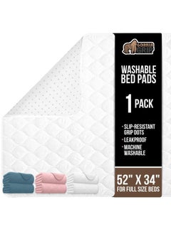 Gorilla Grip GORILLA GRIP Washable Underpads, Waterproof Reusable Heavy Absorbency Incontinence Bed Pads, Leak Proof Toddler Mattress Pad, 52x34 Slip Resistant Protector for Bedwetting, Adults and Kids, White  - Image 1