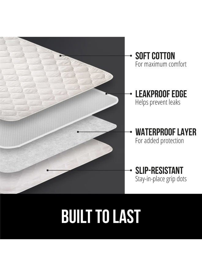 GORILLA GRIP Washable Underpads, Waterproof Reusable Heavy Absorbency Incontinence Bed Pads, Leak Proof Toddler Mattress Pad, 52x34 Slip Resistant Protector for Bedwetting, Adults and Kids, White - Image 2