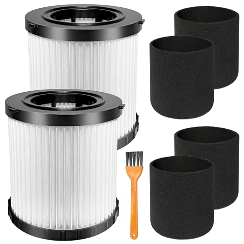 Kerneed 2 Pack DCV5801H HEPA Filter Compatible with DEWALT DCV580H, DCV581H 20V MAX Wet/Dry Vacuum, with 4 Foam Sleeve Filters & 1 Brush - Image 1
