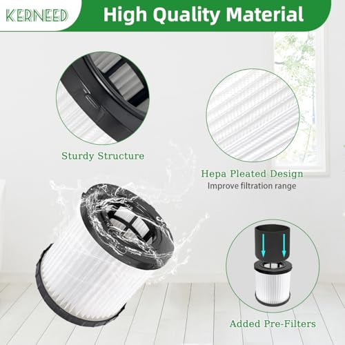 Kerneed 2 Pack DCV5801H HEPA Filter Compatible with DEWALT DCV580H, DCV581H 20V MAX Wet/Dry Vacuum, with 4 Foam Sleeve Filters & 1 Brush - Image 3