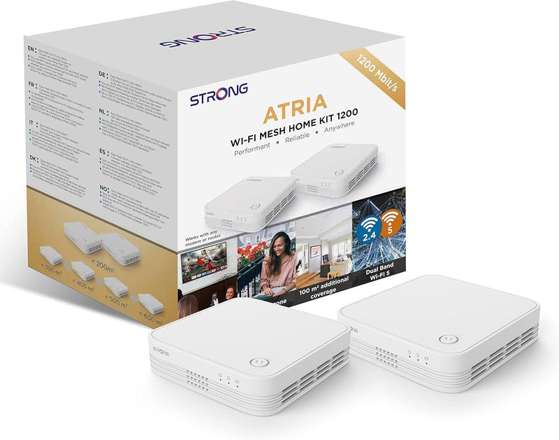 STRONG - ATRIA AC1200 Whole Home Mesh Wi-Fi System, Up to 3,300sq.ft Wi-Fi Coverage, Three Gigabit Ports per node, App Control, Guest Network, Parental Controls, Simple Set Up (2 Pack) - Image 1