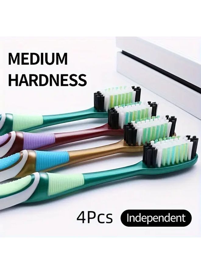 4pcs Medium Hardness Nylon Bristle Toothbrush Set Random Colors For Family - Image 5