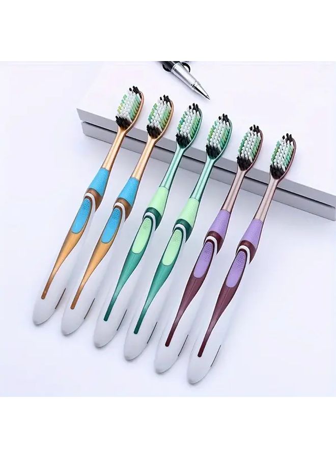 4pcs Medium Hardness Nylon Bristle Toothbrush Set Random Colors For Family - Image 2