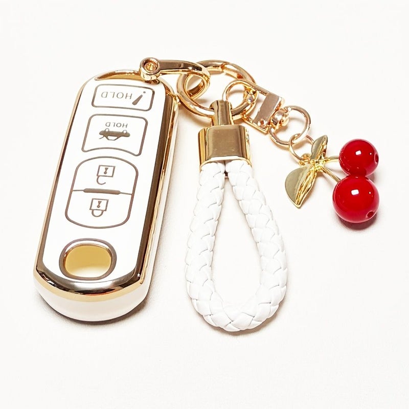 White TPU Key Fob Cover for Mazda 3 6 8 CX-5 MX-5 Miata Smart Remote Case - Image 1