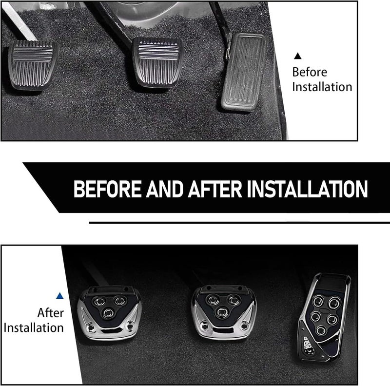 AutoBizarre 3 Pcs Anti-Slip ABS PVC Car Foot Pedal Pad Cover Manual Transmission Clutch Brake Accelerator Car Pedal Replacement Kit Universal for all Manual Cars (Black) - Image 4