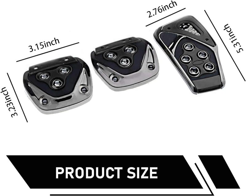 AutoBizarre 3 Pcs Anti-Slip ABS PVC Car Foot Pedal Pad Cover Manual Transmission Clutch Brake Accelerator Car Pedal Replacement Kit Universal for all Manual Cars (Black) - Image 3