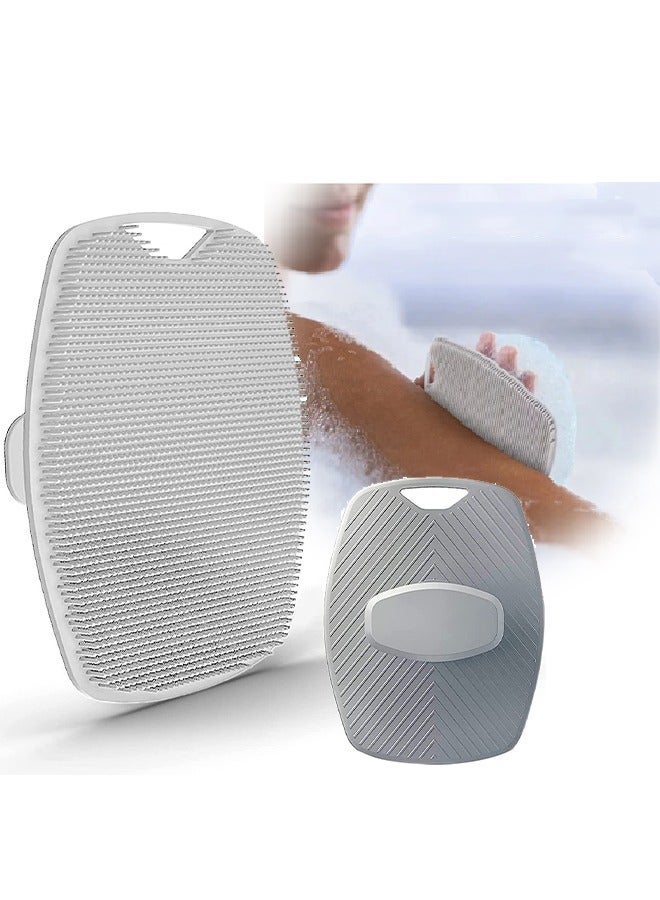 Silicone Body Scrubber Exfoliating Bath Brush, Male and Female Shower Brush, Back Cleaning,  For Exfoliating and Cleansing Body Easy to Foam and Reusable, Grey - Image 1