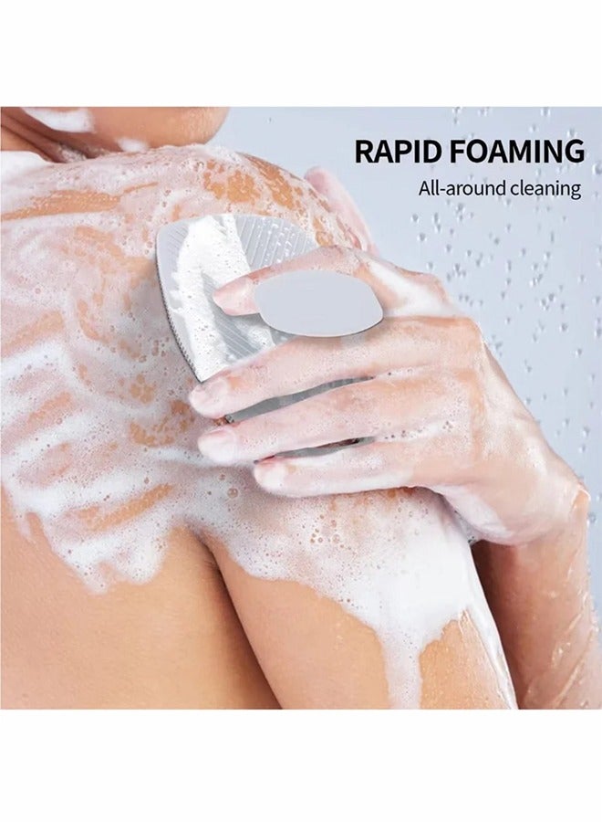 Silicone Body Scrubber Exfoliating Bath Brush, Male and Female Shower Brush, Back Cleaning,  For Exfoliating and Cleansing Body Easy to Foam and Reusable, Grey - Image 5