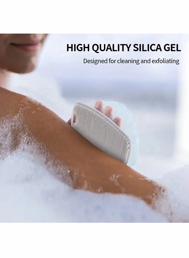 Silicone Body Scrubber Exfoliating Bath Brush, Male and Female Shower Brush, Back Cleaning,  For Exfoliating and Cleansing Body Easy to Foam and Reusable, Grey - Image 3
