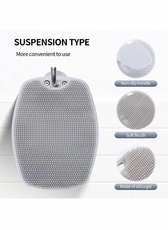 Silicone Body Scrubber Exfoliating Bath Brush, Male and Female Shower Brush, Back Cleaning,  For Exfoliating and Cleansing Body Easy to Foam and Reusable, Grey - Image 2