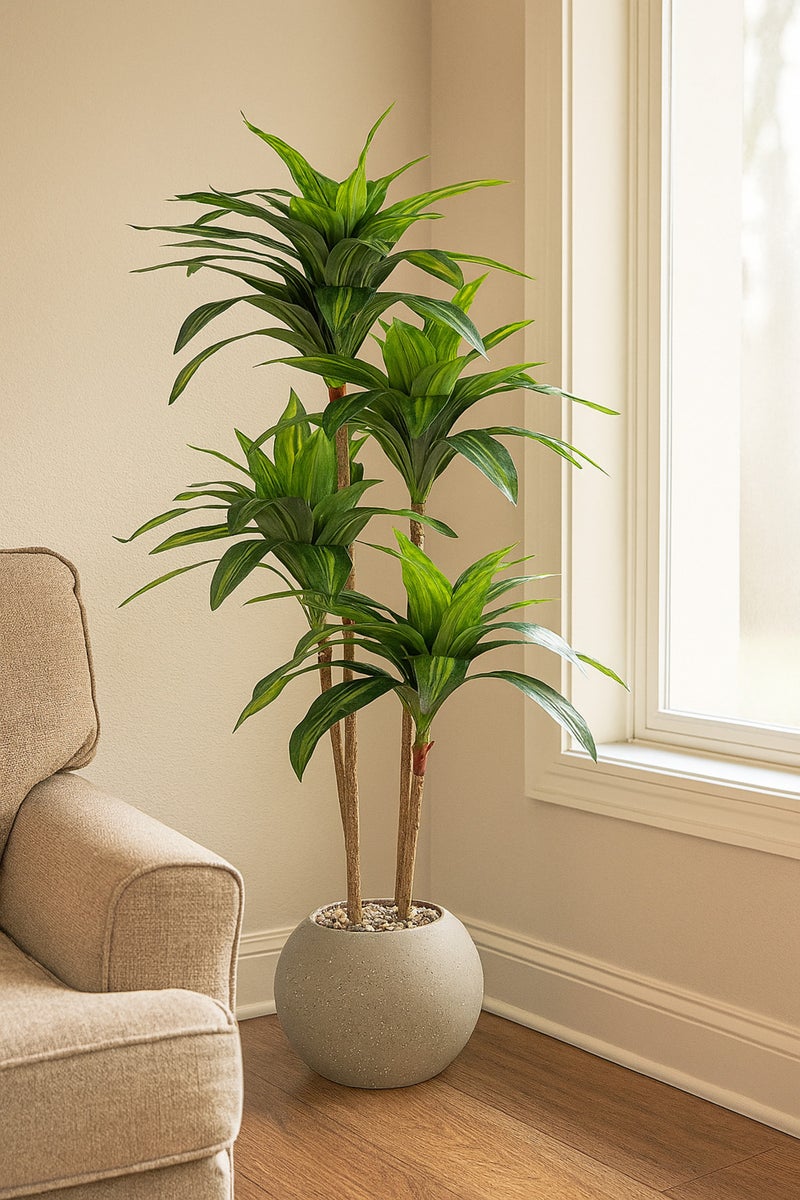 ماريا شجرة ذرة اصطناعية 145 سم - نبات صناعي داخلي مع وعاء رمادي - Image 3