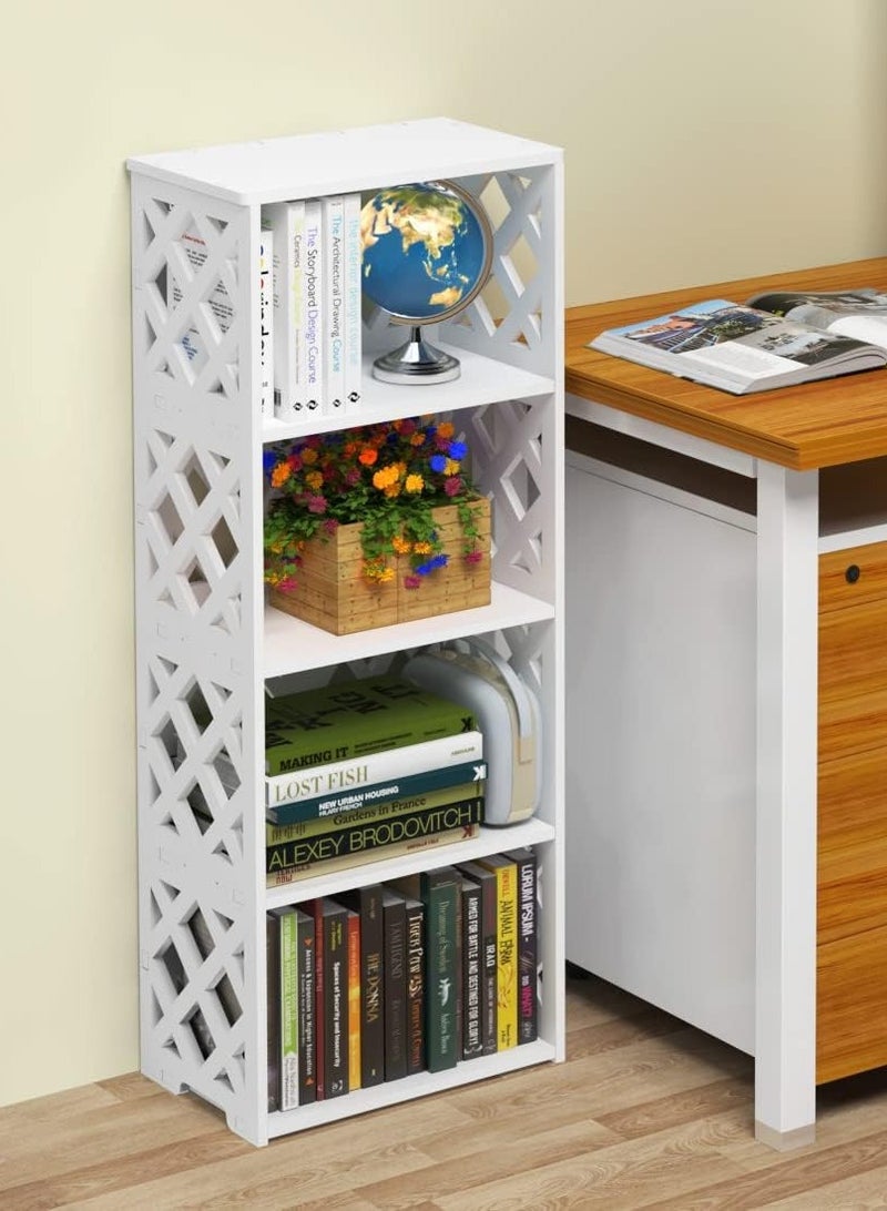 TPGP Small Bookshelf, 5 Tier Bookshelves White 4 Shelf, Bathroom Storage Organizer Shelves, Display Shelf for Small Spaces, Kids Room, Living Room, Bedroom - Image 1