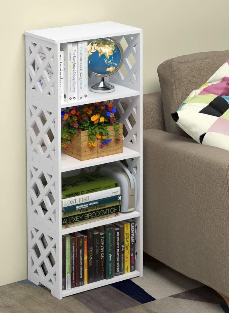 TPGP Small Bookshelf, 5 Tier Bookshelves White 4 Shelf, Bathroom Storage Organizer Shelves, Display Shelf for Small Spaces, Kids Room, Living Room, Bedroom - Image 5