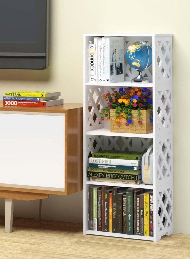 TPGP Small Bookshelf, 5 Tier Bookshelves White 4 Shelf, Bathroom Storage Organizer Shelves, Display Shelf for Small Spaces, Kids Room, Living Room, Bedroom - Image 3
