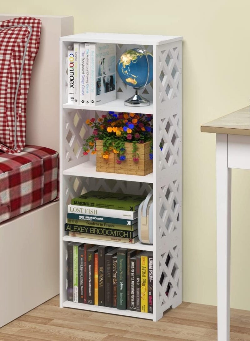 TPGP Small Bookshelf, 5 Tier Bookshelves White 4 Shelf, Bathroom Storage Organizer Shelves, Display Shelf for Small Spaces, Kids Room, Living Room, Bedroom - Image 2
