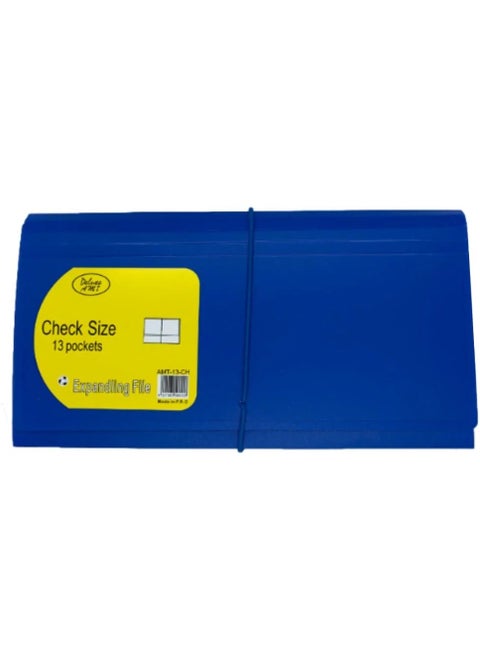 DELUXE CHEQUE EXPANDING FILE WITH ELASTIC FASTENER, 13 POCKETS, BLUE