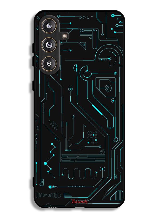 Tolwak غطاء حماية لهاتف Samsung Galaxy M55 5G دوائر فنية رقمية بسيطة شاشات متعددة  - Image 1
