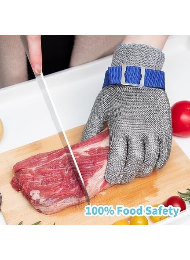 Cut Resistant Stainless Steel Mesh Safety Gloves, Butcher Protective Work Gloves for Kitchen and Food Preparation (Size XL) - Image 3